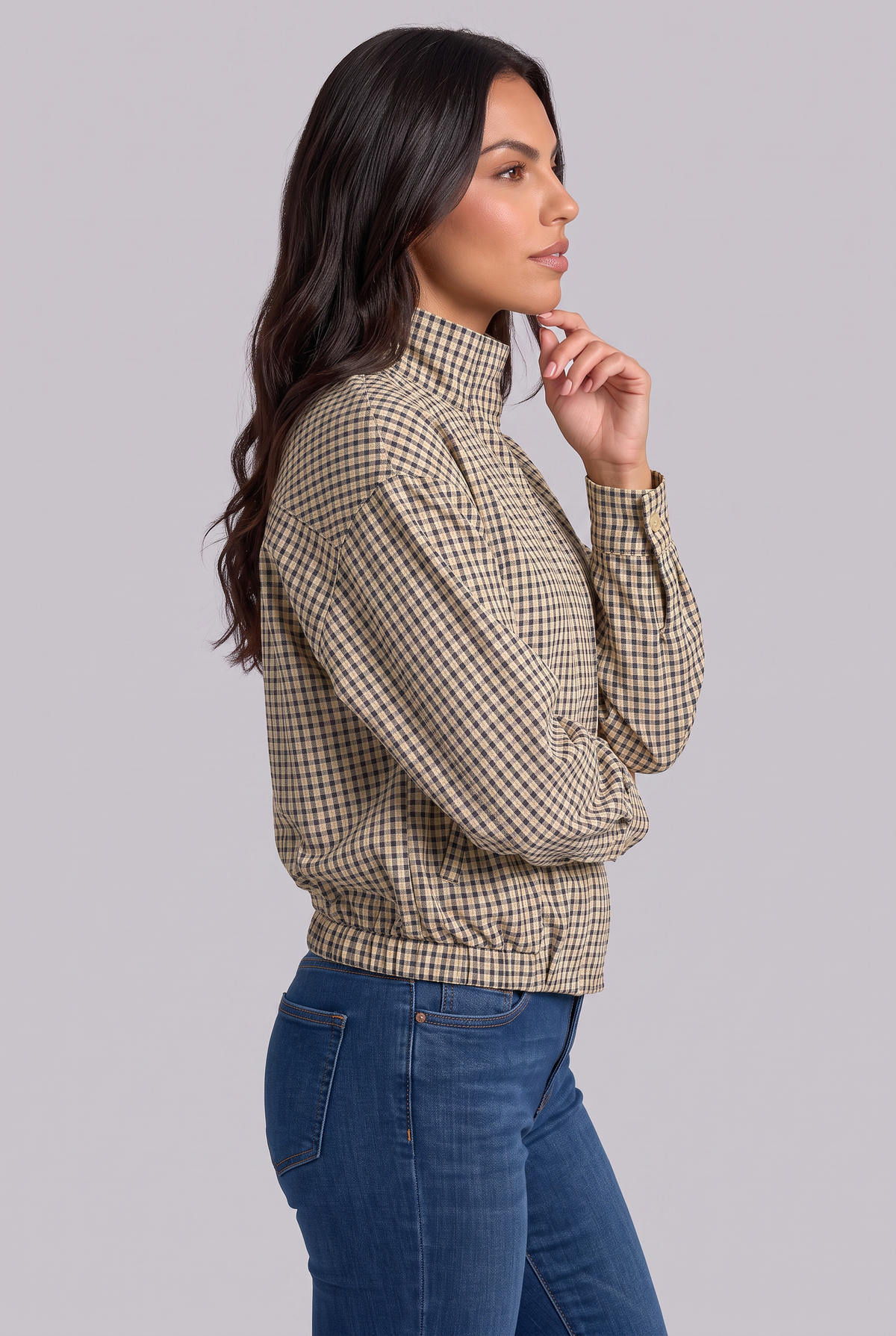 Cazadora bomber de cuadros Nora