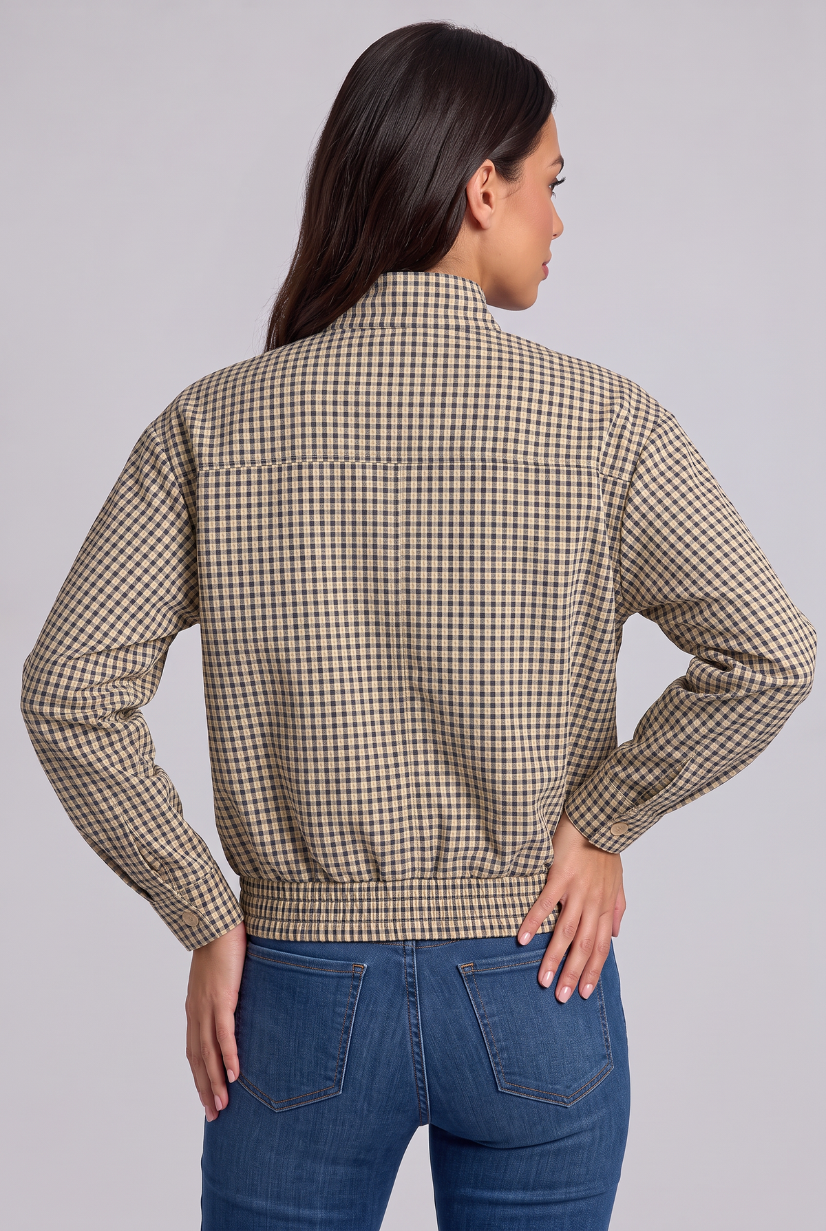 Cazadora bomber de cuadros Nora